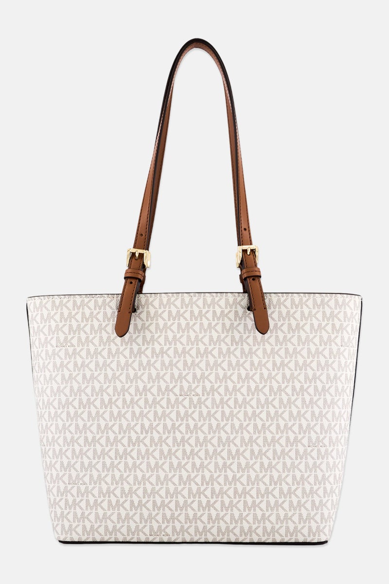 Michael Kors Women Monogram Pattern Tote Bag, Off White - Image 4